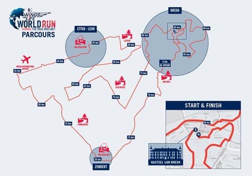 Het parcours voor de editie van 2015, startlocatie Breda